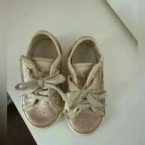 Keds Other - Keds Kickstart Core Jr No Tie Pink Rose Gold Sparkle Toddler Shoe Velcro 5M